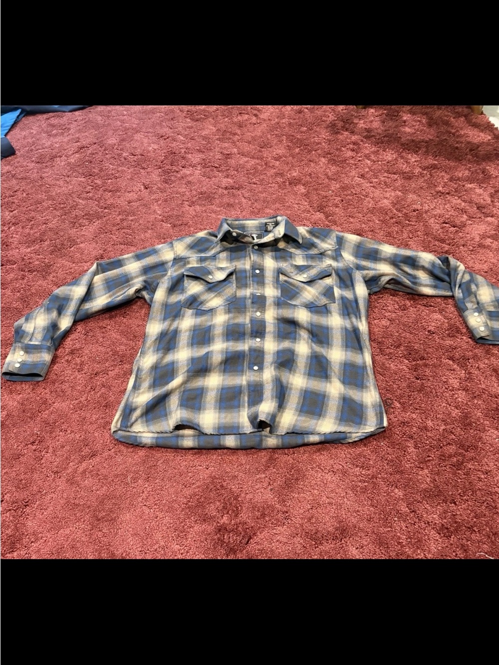 Casual Blue and Cream Plaid Button-Down Shirt